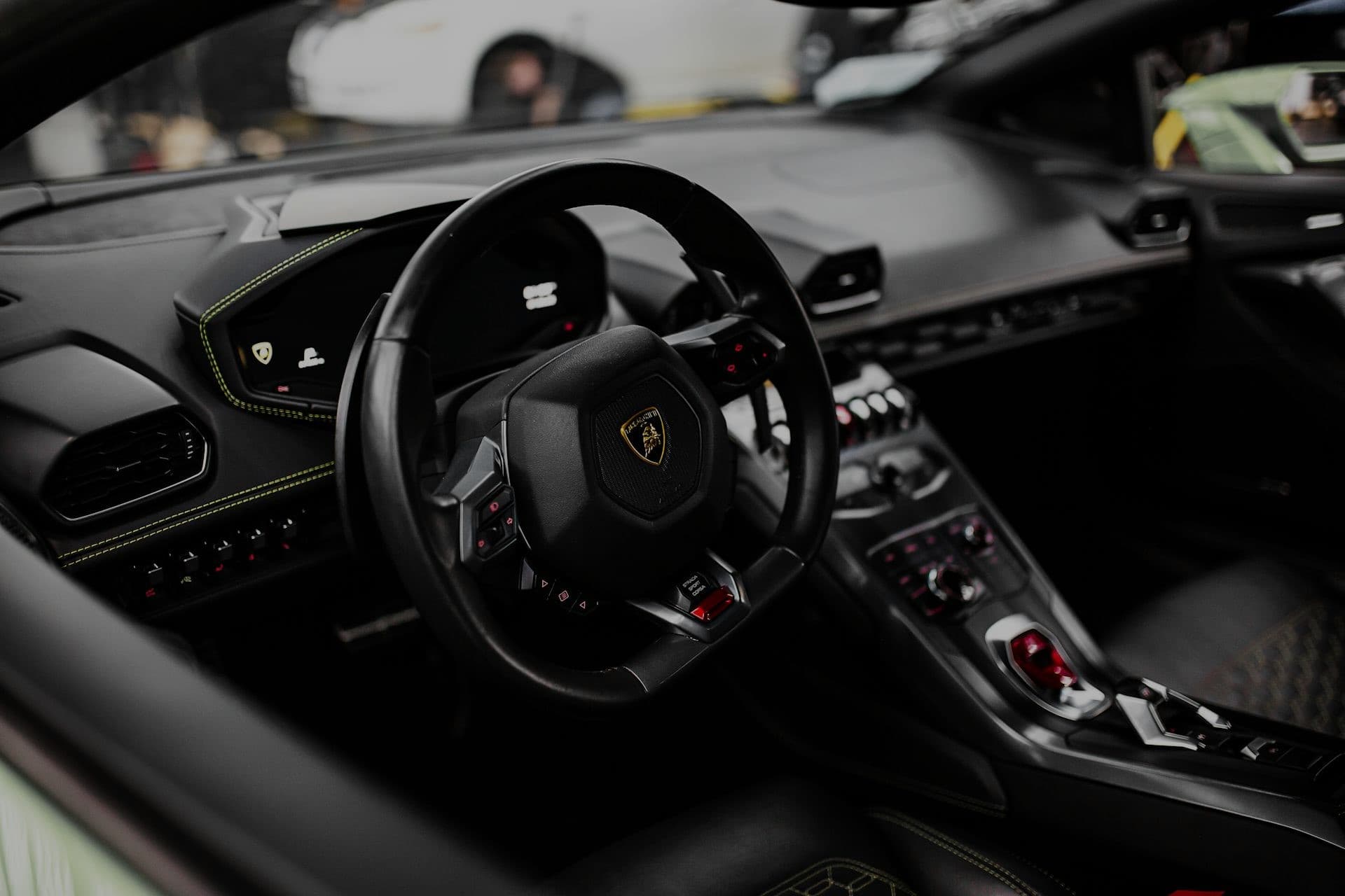 Supercar interior steering wheel