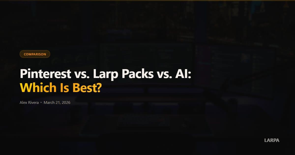 Pinterest vs Larp Packs vs AI comparison for social media content sourcing
